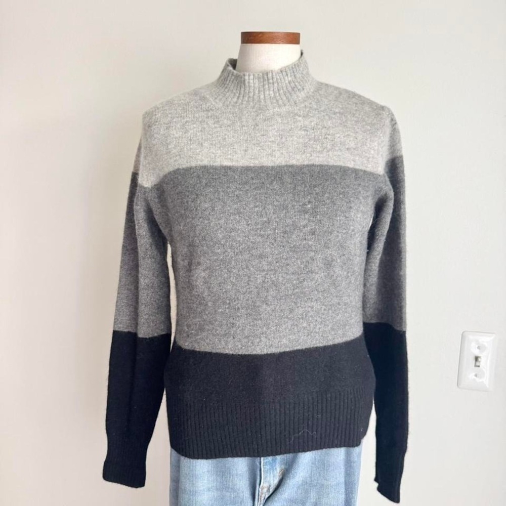 Vintage Striped Mockneck Wool‎ Mockneck Wool Sweater
